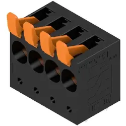 PCB terminal, 4 pole, pitch 10 mm, AWG 20-4, 61 A, spring-clamp connection, black, 1988620000