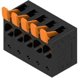 PCB terminal, 5 pole, pitch 10 mm, AWG 20-4, 61 A, spring-clamp connection, black, 1988630000