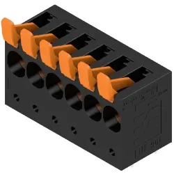 PCB terminal, 6 pole, pitch 10 mm, AWG 20-4, 61 A, spring-clamp connection, black, 1988640000