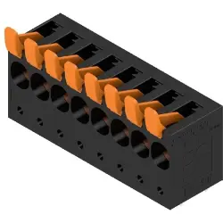 PCB terminal, 8 pole, pitch 10 mm, AWG 20-4, 61 A, spring-clamp connection, black, 1988660000