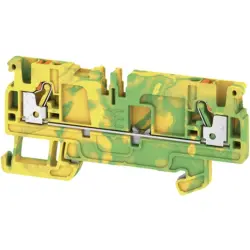 Protective conductor terminal, push-in connection, 0.5-2.5 mm², 2 pole, 22 A, 8 kV, yellow/green, 1989890000