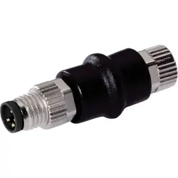 Adapter, M8 (4 pole, plug) to M8 (3 pole, socket), straight, 1990570000
