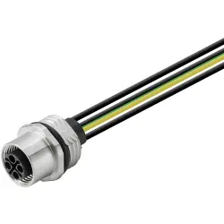 Panel socket, M12, 4 pole, strand connection, straight, 1993620000