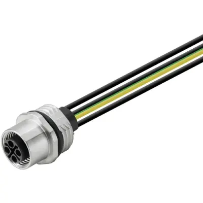 Panel socket, M12, 4 pole, strand connection, straight, 1993620000 - 1