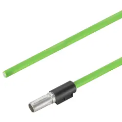 Sensor actuator cable, M12-cable plug, straight to open end, 4 pole, 1 m, PUR, green, 4 A, 2003890100
