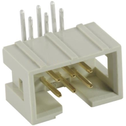 Pin header, 6 pole, pitch 2.54 mm, angled, gray, 09185066323
