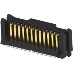 Pin header, 12 pole, pitch 0.8 mm, straight, black, 114712