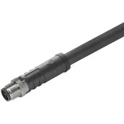 Sensor actuator cable, M12-cable plug, straight to open end, 4 pole, 10 m, PUR, black, 12 A, 2050231000