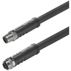 Sensor actuator cable, M12-cable plug, straight to M12-cable socket, straight, 4 pole, 5 m, PUR, black, 12 A, 2050270500