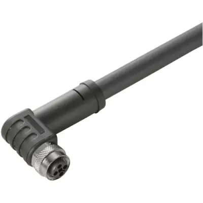 Sensor actuator cable, M12-cable socket, angled to open end, 4 pole, 1.5 m, PUR, black, 12 A, 2050560150 - 1