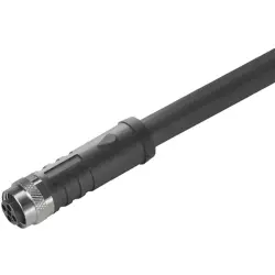 Sensor actuator cable, M12-cable socket, straight to open end, 4 pole, 1.5 m, PUR, black, 12 A, 2050680150