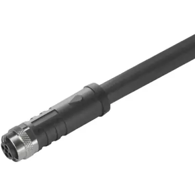 Sensor actuator cable, M12-cable socket, straight to open end, 4 pole, 5 m, PUR, black, 12 A, 2050680500 - 1