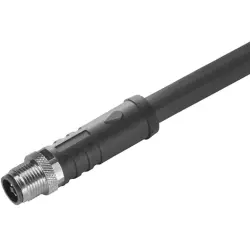 Sensor actuator cable, M12-cable plug, straight to open end, 4 pole, 1.5 m, PUR, black, 12 A, 2050700150