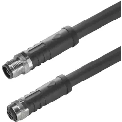 Sensor actuator cable, M12-cable plug, straight to M12-cable socket, straight, 4 pole, 10 m, PUR, black, 12 A, 2050871000