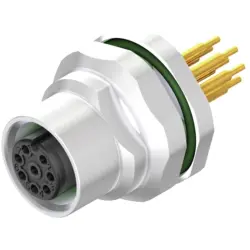 Panel socket, M12, 5 pole, solder connection, straight, 2421620000