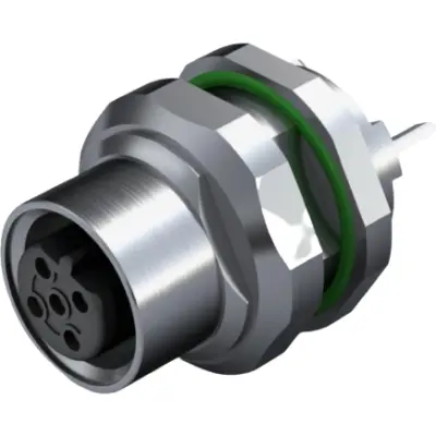 Panel socket, M12, 4 pole, solder connection, straight, 2421970000 - 1