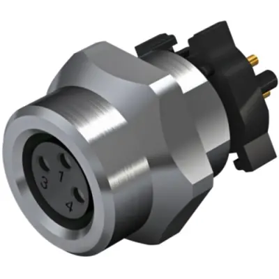 Panel socket, M8, 3 pole, solder connection, straight, 2422800000 - 1
