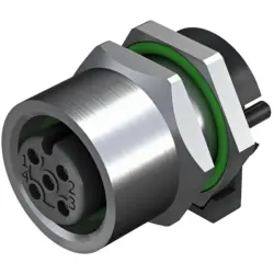 Panel socket, M12, 5 pole, solder connection, straight, 2423270000