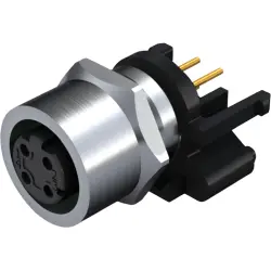 Panel socket, M12, 4 pole, solder connection, straight, 2423900000