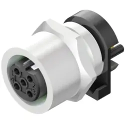 Panel socket, M12, 4 pole, solder connection, straight, 2424020000