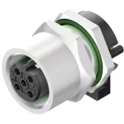 Panel socket, M12, 4 pole, solder connection, straight, 2424050000