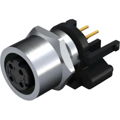 Panel socket, M12, 4 pole, solder connection, straight, 2424140000 - 1