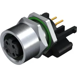 Panel socket, M12, 4 pole, solder connection, straight, 2424170000