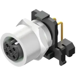 Panel socket, M12, 4 pole, solder connection, angled, 2424260000