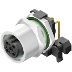 Panel socket, M12, 4 pole, solder connection, angled, 2424290000
