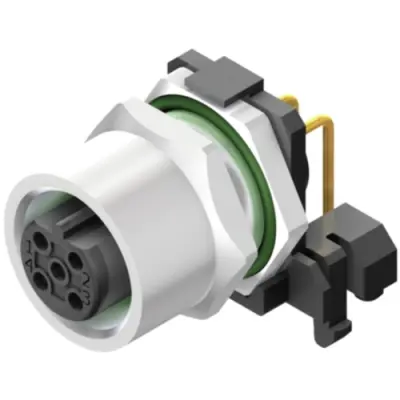 Panel socket, M12, 4 pole, solder connection, angled, 2424290000 - 1