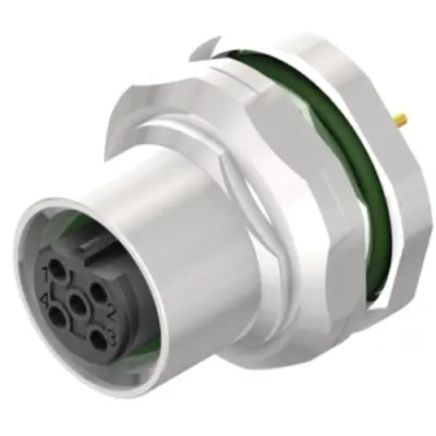 Panel socket, M12, 4 pole, solder connection, straight, 2424470000 - 1