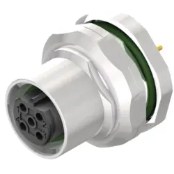 Panel socket, M12, 4 pole, solder connection, straight, 2424510000