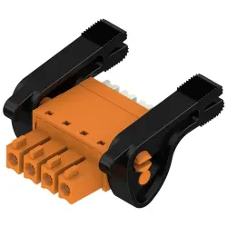 Socket header, 4 pole, pitch 3.81 mm, straight, orange, 2442620000