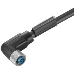 Sensor actuator cable, M12-cable socket, angled to open end, 5 pole, 1.5 m, PUR, black, 16 A, 2455190150
