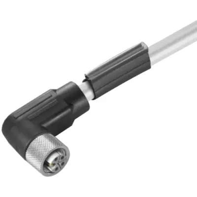 Sensor actuator cable, M12-cable socket, angled to open end, 5 pole, 3 m, PUR, black, 16 A, 2455200300 - 1