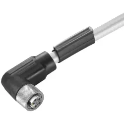 Sensor actuator cable, M12-cable socket, angled to open end, 5 pole, 10 m, PUR, black, 16 A, 2455201000