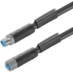 Sensor actuator cable, M12-cable plug, straight to M12-cable socket, straight, 5 pole, 3 m, PUR, black, 16 A, 2455250300