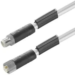 Sensor actuator cable, M12-cable plug, straight to M12-cable socket, straight, 5 pole, 5 m, PUR, black, 16 A, 2455260500