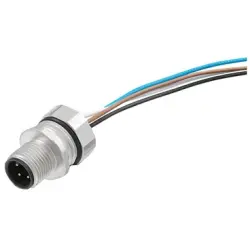 Panel plug, M12, 4 pole, strand connection, straight, 2466940000