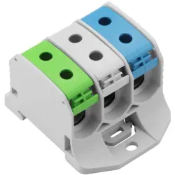 Potential distribution terminal, screw connection, 50 mm², 3 pole, 150 A, 8 kV, light gray, 2502640000