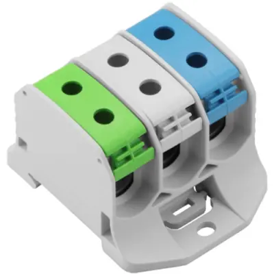 Potential distribution terminal, screw connection, 50 mm², 3 pole, 150 A, 8 kV, light gray, 2502640000 - 1