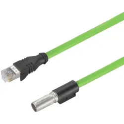 Sensor actuator cable, M12-cable plug, straight to RJ45-cable plug, straight, 8 pole, 0.5 m, PUR, green, 0.5 A, 2503730050