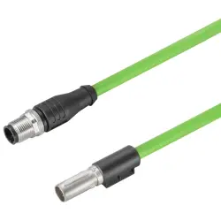 Sensor actuator cable, M12-cable plug, straight to M12-cable socket, straight, 8 pole, 0.5 m, PUR, green, 0.5 A, 2503770050