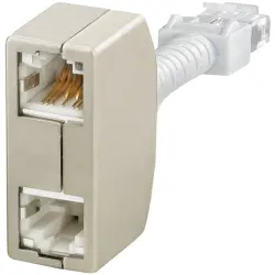 T-adapter, RJ45 plug to 2 x RJ45 socket, straight, Cat 5, 8808400000