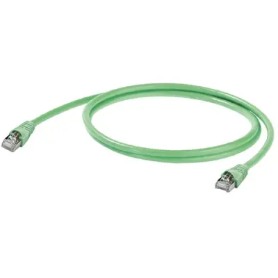 System cable, RJ45 plug, straight to RJ45 plug, straight, Cat 6A, S/FTP, PUR, 2 m, green, 8941350020 - 1
