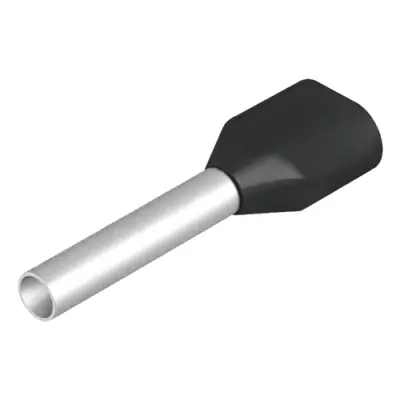 Insulated wire end ferrule, 1.5 mm², 20 mm/12 mm long, black, 9004750000 - 1