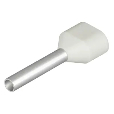 Insulated wire end ferrule, 0.75 mm², 16 mm/10 mm long, white, 9004900000 - 1