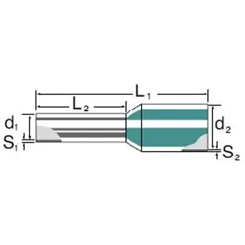 Insulated wire end ferrule, 0.75 mm², 15 mm/8 mm long, blue, 9021940000 - 1