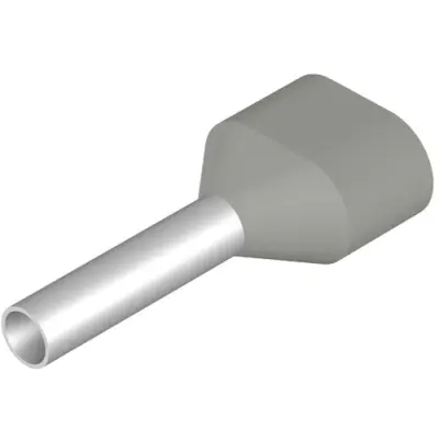 Insulated wire end ferrule, 2 x 0.75 mm², 14 mm/8 mm long, gray, 9037410000 - 1