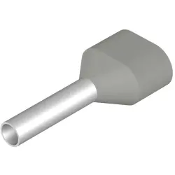 Insulated wire end ferrule, 2 x 0.75 mm², 14 mm/8 mm long, gray, 9037410000
